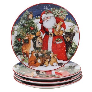 11" 4pk Earthenware Magic of Christmas Santa Dinner Plates - Certified International - 1 of 3