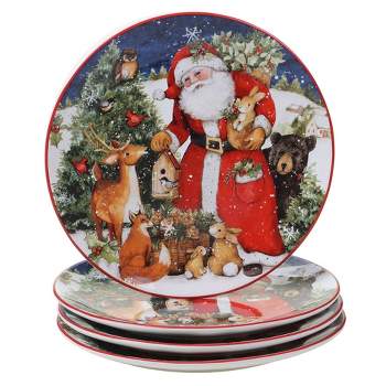 11" 4pk Earthenware Magic of Christmas Santa Dinner Plates - Certified International