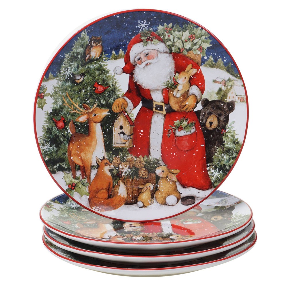 Photos - Other kitchen utensils Certified International 11" 4pk Earthenware Magic of Christmas Santa Dinner Plates - Certified Int 