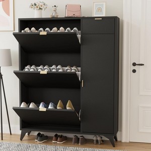 ELECWISH Shoe Cabinet with Doors, Slim Freestanding Shoe Storage Cabinet, 22 Pair Shoe Rack Organizer with 3 Flip Drawers for Entryway - 1 of 4