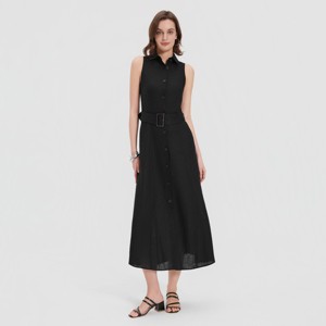 knee length dresses for ladies Black Long Sleeve Shirt Dress main image 0