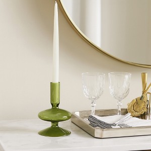 Glass Taper Candle Holder - Modern Decorative Candlestick for Home, Office, Bedroom & Living Room - Elegant Tall Contemporary Accent Decor - 1 of 4