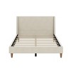 Modern King Size Upholstered Bed Frame,Solid Wood Bed Frame,Velvet Bed Frame With Wingback Headboard And Round Wooden Legs-Cuddlewood - 3 of 4