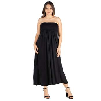 24seven Comfort Apparel Women's Plus Strapless Maxi Dress