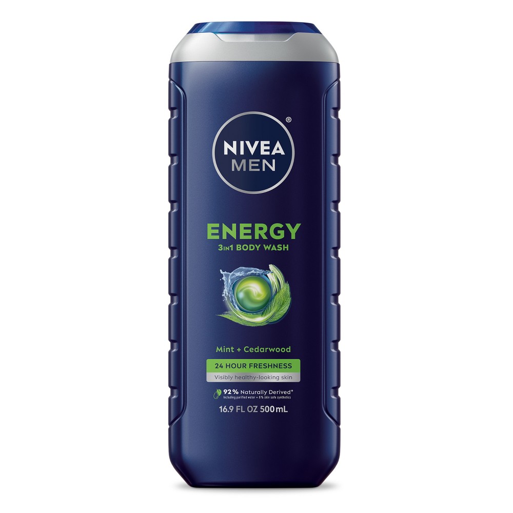 Photos - Shower Gel Nivea Men's Energy Body Wash with Mint Extract and Cedarwood - 16.9 fl oz 