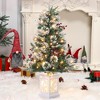3FT Pre Lit Premium Potted Flocked Arctic Fir Christmas Tree, Artificial Mini Pre Lit Xmas Tree Christmas Decoration Snowflake White Base - 3 of 4