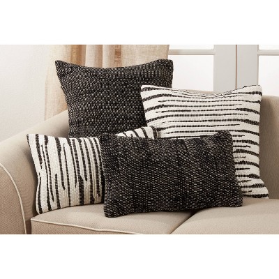 Black and White Zebra Chindi Cotton Lumbar Pillow Cover 14"x23"