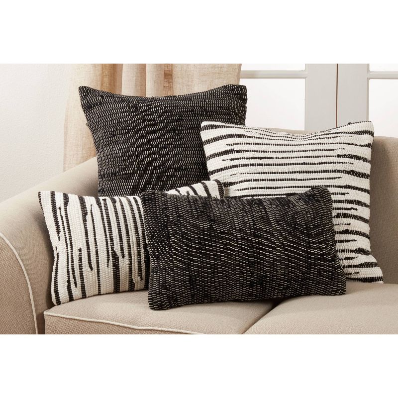22&#34;x22&#34; Oversize Zebra Chindi Design Cotton Square Throw Pillow Cover Black/White - Saro Lifestyle, 5 of 8