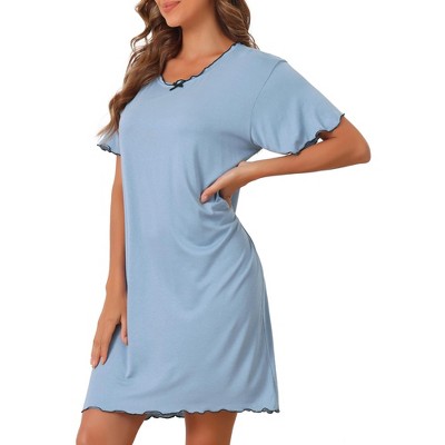 cheibear Women's Ruffled Short Sleeve Bow-Knot Soft Short Nightgowns