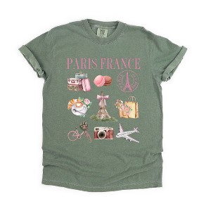 Simply Sage Market Women's Coquette Paris Collage Short Sleeve Garment Dyed Tee - 1 of 2
