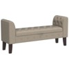 Aoibox Upholstered Storage Bench with Arms Ottoman for Bedroom, Living Room & Entryway, Khaki, Comfortable Tufted Seat - 2 of 4