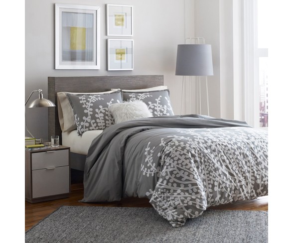 Dark Gray Branches Comforter Set (Twin) - City Scene