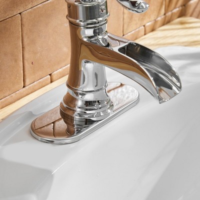 Polished Chrome Single-Handle Waterfall Bathroom Faucet