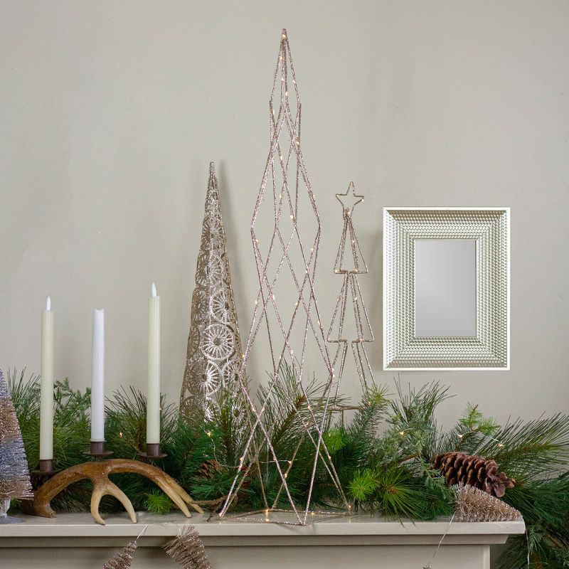 Northlight 32" LED Lighted B/O Gold Glittered Wire Geometric Christmas Cone Tree - Warm White Lights, 2 of 6