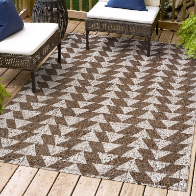 Moroccan-Inspired Mid-Century Modern Geometric Rug in Brown/Beige