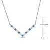 EVERLY JEWELRY  |   Sterling Silver White 1 1/2 CT TGW Blue Topaz & White Topaz V Necklace w/ Lobster Clasp - 3 of 4