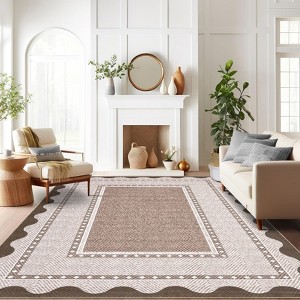 Nasitip Modern Geometric Waves-Stripe Border Area Rugs for Living Room Soft Low Pile Non-Sliping, Machine Washable - 1 of 4
