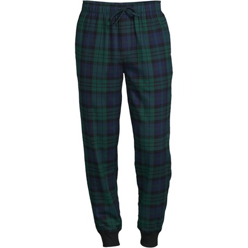 Lands' End Men's Big And Tall Flannel Jogger Pajama Pants - 2x Big Tall -  Evergreen Blackwatch Plaid : Target