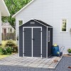 Dark Gray Resin Backyard Storage Shed with Window, Outdoor Plastic Garden Tool Shed, Weatherproof Roof Storage Shed with Large Space-Coolbibila - 2 of 4