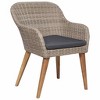 vidaXL 7-Piece Patio Dining Set - Solid Acacia Wood & PE Rattan Chairs, Dark Gray Cushions, Weather-Resistant, Comfortable & Easy Maintenance - 3 of 4
