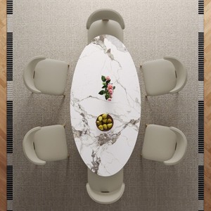 KWPZQEB 71" Luxury Marble Dining Table with Glossy Pandora Sintered Stone Tabletop, Elegant Kitchen Table w/ Stainless Steel Base for 6-8 (Table Only) - 1 of 4