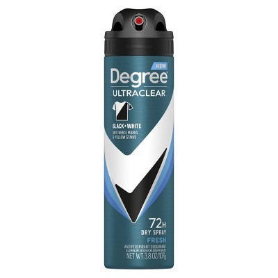 Degree Men Ultraclear Black + White Fresh 72-Hour Antiperspirant & Deodorant Dry Spray - 3.8oz