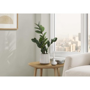 Vynxaria Artificial Plant, 20" Tall, Zz, Indoor, Faux, Fake, Table, Greenery, Potted, Real Touch, Decorative, Green Leaves, Grey Cement Pot - 1 of 4