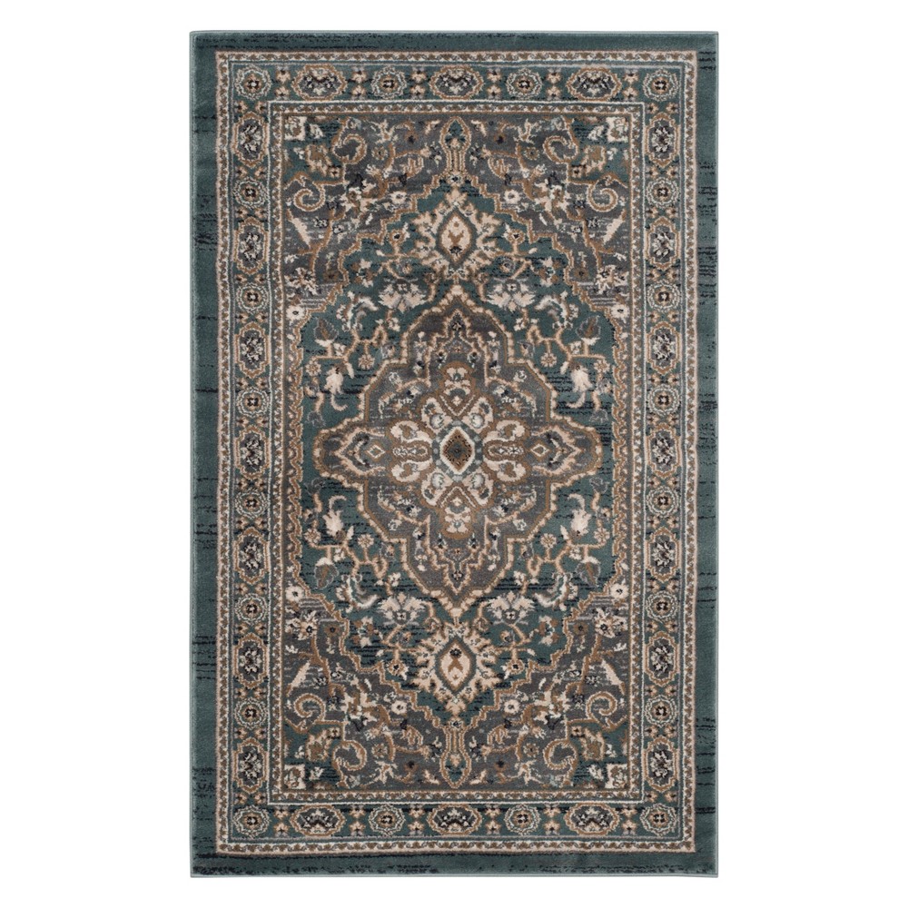 4'x6' Medallion Loomed Area Rug Teal/Gray - Safavieh