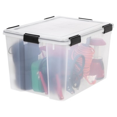 Clear 74 Quart Stackable Storage Box with WeatherPro Seal