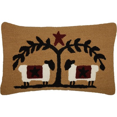 Sheep and Star Hooked Pillow 14x22 VHC Brands