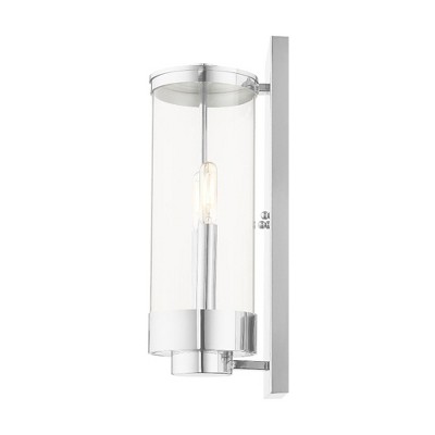Hillcrest Polished Chrome 2-Light Outdoor Wall Lantern with Clear Glass