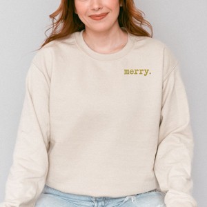 Simply Sage Market Embroidered Merry Typewriter Sweatshirt - 1 of 3