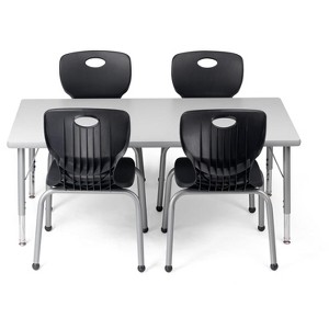 Table and Chair Set - NAAR Black 12" Chair - Gray 24 X 48 Table - Gray Large Legs - 1 of 4