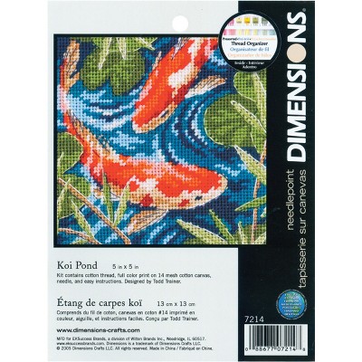 Dimensions Mini Needlepoint Kit 5"X5"-Koi Pond Stitched In Thread