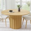 PexFix 52" Solid Wood Round Dining Table Kitchen Table for 4-6 with Tabletop and Fluted Cylindrical Base for Living/Dining Room Coffee Office Natural - 2 of 4
