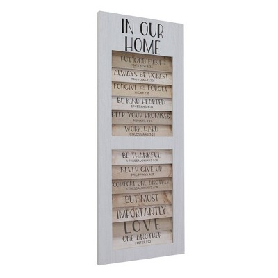 In Our Home Inspirational Shutter Window Plaque Farmhouse Wall Sign Panel - Crystal Art Gallery