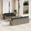 vidaXL Patio Sofa Set with Cushions Outdoor Furniture 8 Piece Poly Rattan - Gray - 2 of 4