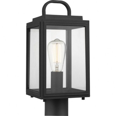 Progress Lighting Grandbury 1-Light Outdoor Post Light in Black with Clear Glass Panels and DURASHIELD Material