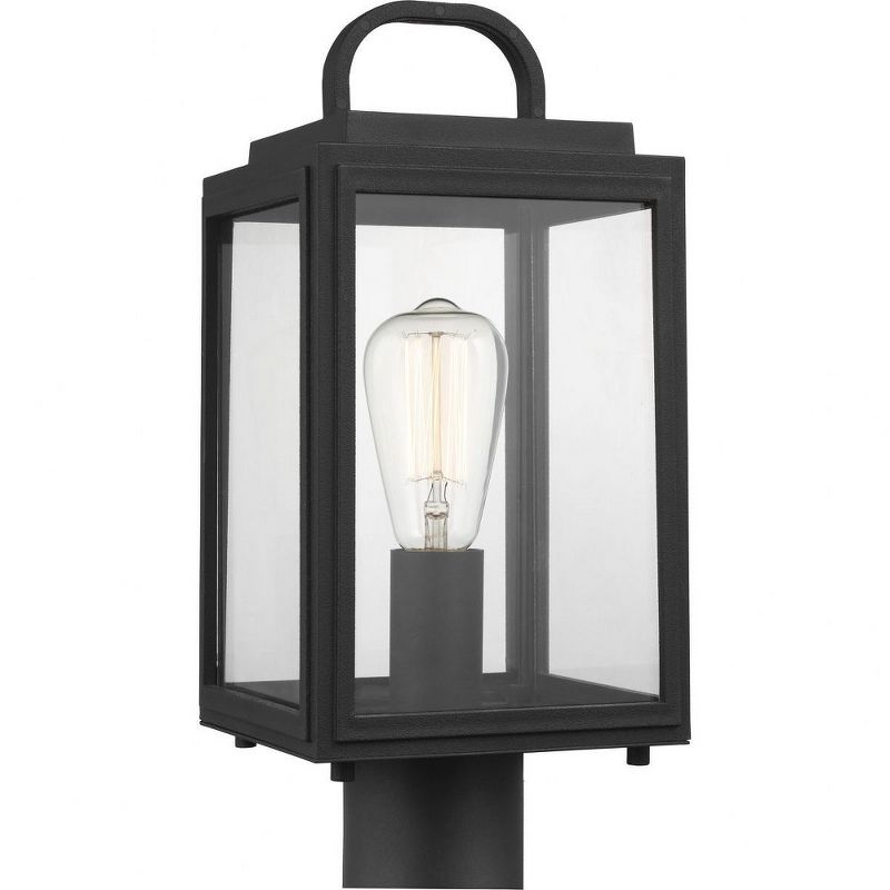 Progress Lighting Grandbury 1-Light Outdoor Post Light in Black with Clear Glass Panels and DURASHIELD Material, 1 of 5