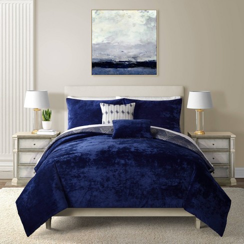 Dark blue comforter store set queen