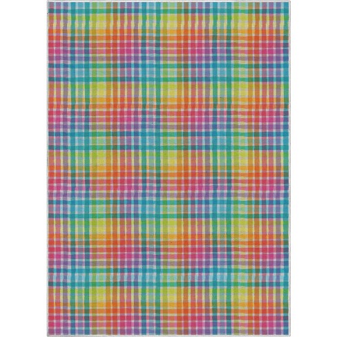 Crayola Multi Plaid Multicolor Area Rug by Well Woven - image 1 of 4