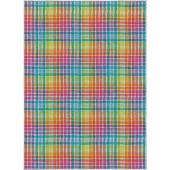 Crayola Multi Plaid Multicolor Area Rug by Well Woven