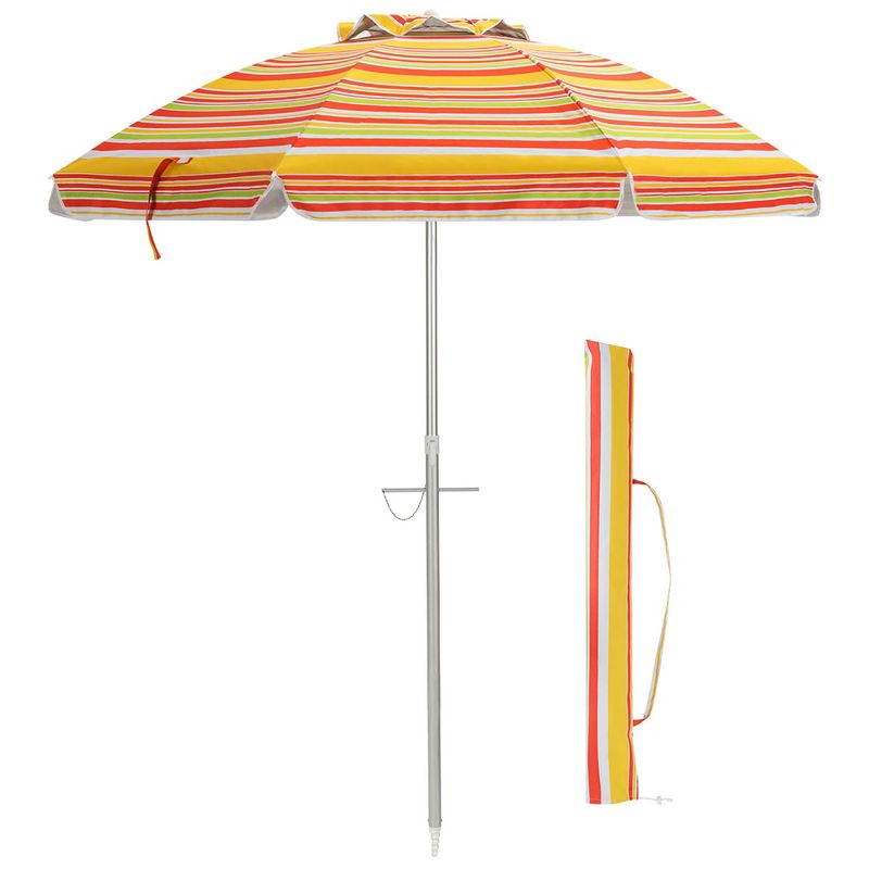 Costway 6.5FT Patio Beach Umbrella Sun Shade Tilt Carry Bag, 2 of 10