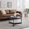 Modern Minimalist Tray Top Round Glass Coffee Table Black - Saracina Home - 2 of 4