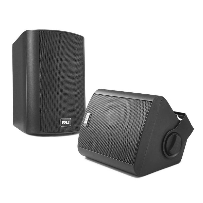 Pyle Audio Wall Mount 6.5 Inch Waterproof Bluetooth Indoor and Outdoor Speaker System Pair with Built-In Digital Amplifier, Black, 1 of 7