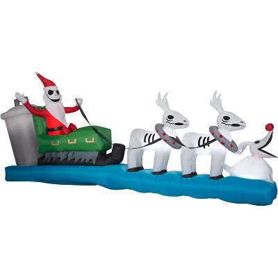 Gemmy Christmas Airblown Inflatable Jack Skellington Sleigh Scene Colossal Disney, 4.5 ft Tall