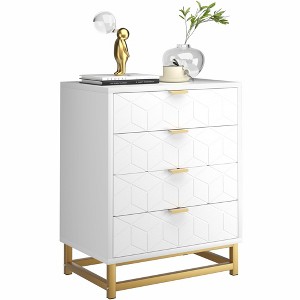 Dresser for Bedroom, 4 Drawer Dresser with Metal Legs, Wood Dresser Chest Organizer with Wide Storage - 1 of 4