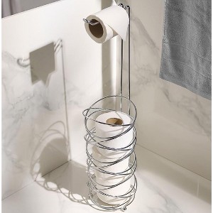 Home Mart Goods 26" Tall - Silver Metal Toilet Paper Storage Stand Holder - 1 of 3