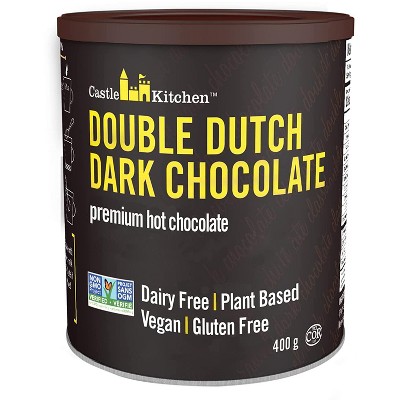 Castle Kitchen Double Dutch Dark Chocolate Premium Hot Cocoa Mix - Dairy-Free, Vegan, Plant Based, Gluten-Free - Just Add Water - 14 oz