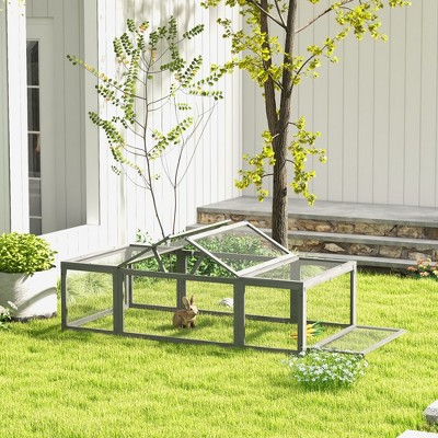 Gray Large Wooden Outdoor Rabbit and Guinea Pig Hutch